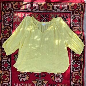 J. Jill Yellow Linen Peasant Top